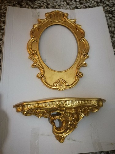 Mensola legno foglia oro - in,